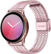 Stalen Smartwatch bandje - Geschikt voor  Samsung Galaxy Watch Active roestvrij stalen band - rosé pink - Strap-it Horlogeband / Polsband / Armband