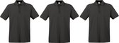3-Pack maat 3XL grote maat donkergrijs polo shirt premium van katoen voor heren 3XL - Polo t-shirts voor heren