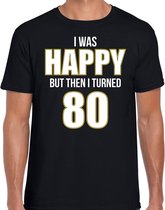 Verjaardag t-shirt 80 jaar - happy 80 - zwart - heren - tachtig jaar cadeau shirt L