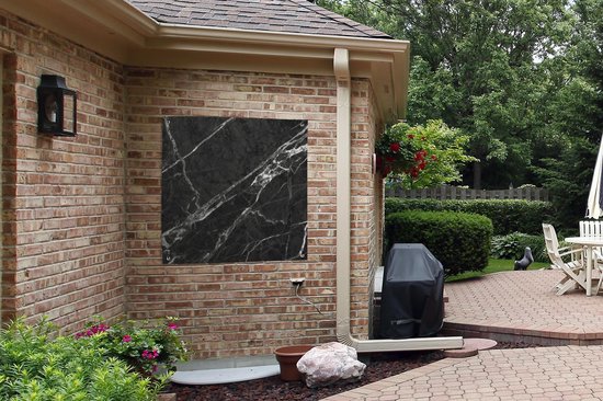 Torchon de jardin Marble - Line - Wit - Zwart - 100x100 cm