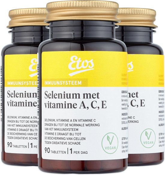Speels Beperkt Wig Etos Selenium- Vitamine A, C, E - - 270 tabletten - (3 x90) | bol.com