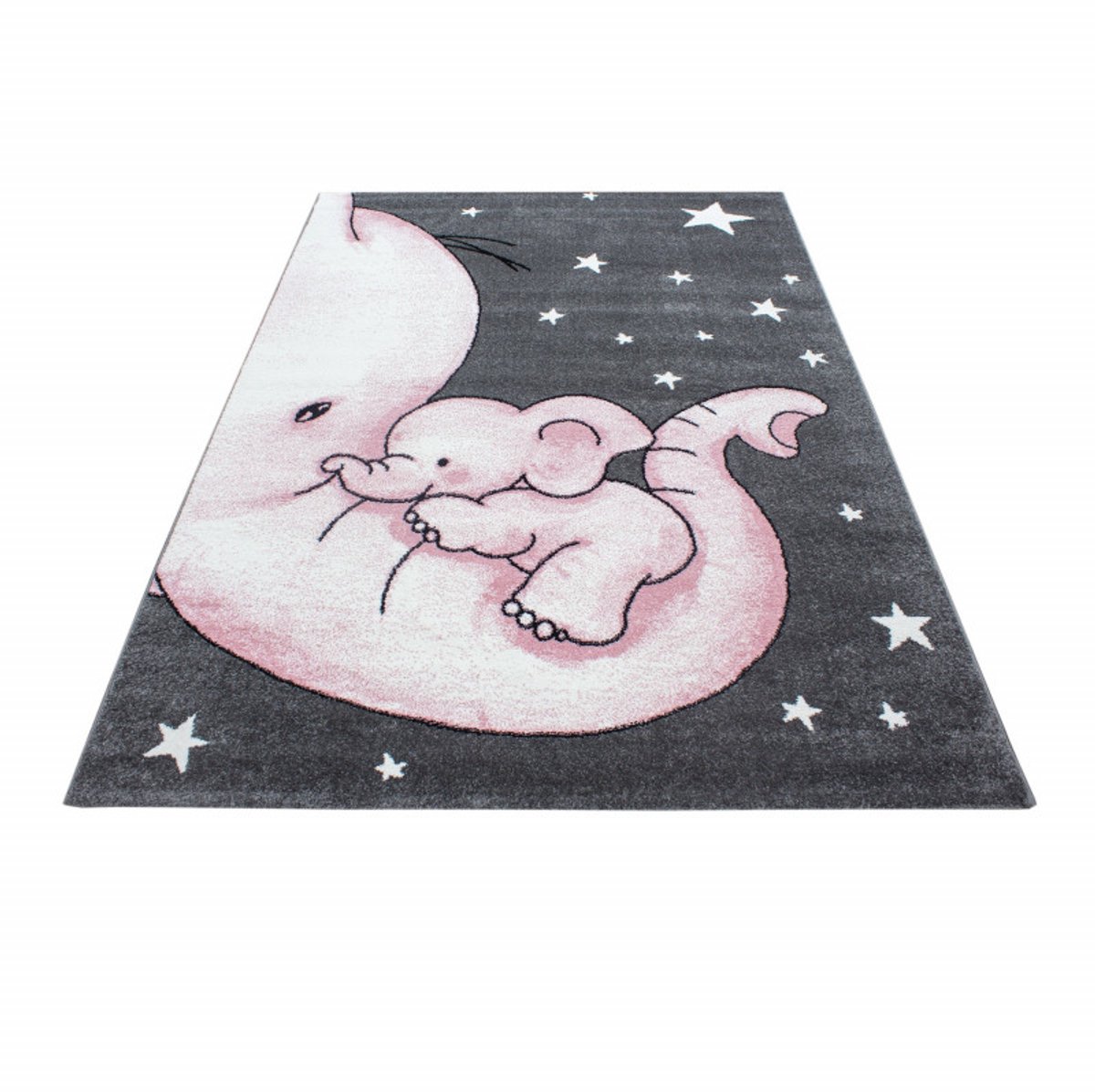 Vloerkleed kinderkamer - Baby Olifant - roze - 120x170 cm