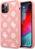 Guess Silicone Backcase Wit Peony iPhone 12 Pro en 12 Roze