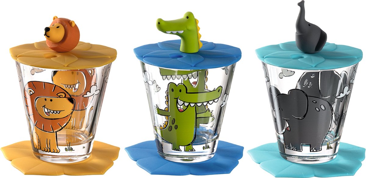 Geschenkset Bambini Leeuw, Krokodil, Olifant - 9 delig