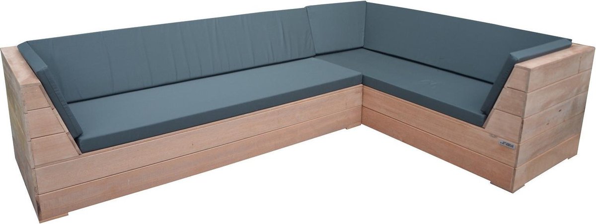 Tuin loungeset van Wood4you in Bankirai met kussens - GL-vorm.