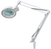 Velleman Loeplamp met klem, zwenkarm, aan/uit-schakelaar, spaarlamp (22 W), vergroting 2.25x, voor kinderen, volwassenen, senioren, lezen, diamond painting, hobby, werken, wit