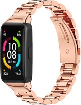 Stalen Smartwatch bandje - Geschikt voor  Huawei Band 6 stalen band - rosé goud - Strap-it Horlogeband / Polsband / Armband