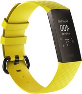 By Qubix - Fitbit Charge 3 & 4 siliconen diamant pattern bandje (Large) - Geel - Fitbit charge bandjes