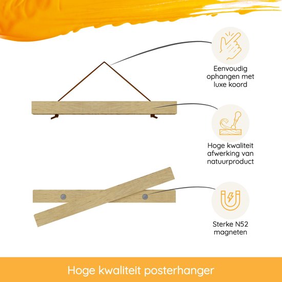 Porte-affiche (21 cm) en bois avec fermeture magnétique | A4 | système de suspension d'affiche - cadre d'affiche - cadre d'affiche - clip d'affiche - support d'affiche
