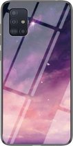 Voor Samsung Galaxy A71 5G Sterrenhemel Geschilderd Gehard Glas TPU Schokbestendig Beschermhoes (Dream Sky)