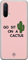 OnePlus Nord CE 5G hoesje siliconen - Go sit on a cactus | OnePlus Nord CE case | Roze | TPU backcover transparant