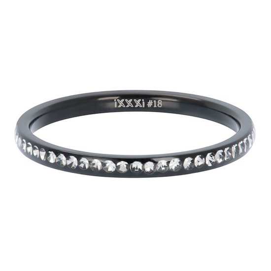 IXXXi JEWELRY - Vulring - Zirconia steentjes ring Cristal - Zwart - 2mm