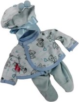 babypopkleding meisjes textiel blauw/wit 3-delig