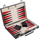 backgammon Deluxe 36 cm kunstleer zwart