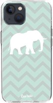 Casetastic Apple iPhone 13 Hoesje - Softcover Hoesje met Design - Elephant Chevron Pattern Print