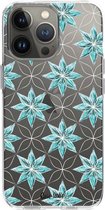 Casetastic Apple iPhone 13 Pro Hoesje - Softcover Hoesje met Design - Statement Flowers Blue Print