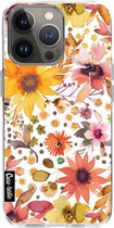 Casetastic Apple iPhone 13 Pro Hoesje - Softcover Hoesje met Design - Flowers Gold Print