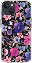 Casetastic Apple iPhone 13 Hoesje - Softcover Hoesje met Design - Flowers Blue Purple Print