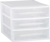 Ladenkast/bureau organizer wit stapelbaar A5 met 3x lades L18 x B28 x H18 cm - Ladenblokken