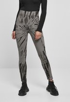 Urban Classics Legging -S- Cotton Tie Dye High Waist Zwart/Grijs