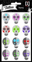 stickervel Tattoo Skull junior 19 x 10 cm PVC grijs