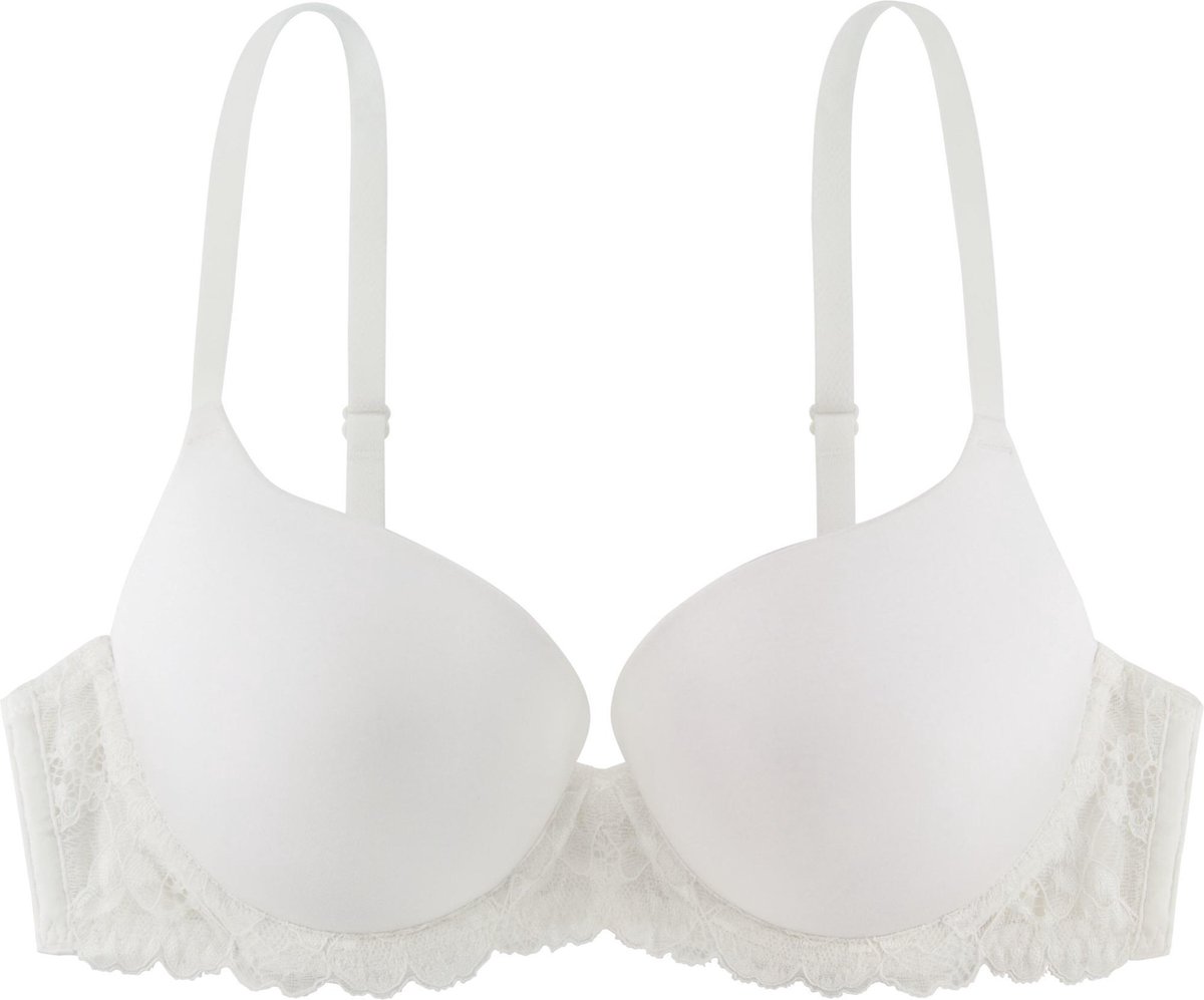 Dorina Super Push Up BH - Claire - Maximizer push up bh met beugel - T-shirt bh met kanten rand - 80A - ivoor