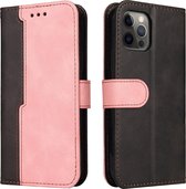 iPhone 11 Pro Max Book Case Hoesje met Koord - PU Leer - Pasjeshouder - Magnetische Sluiting - Apple iPhone 11 Pro Max - Zwart/Roze