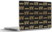 Laptop sticker - 12.3 inch - Patronen - Love - Goud - Zwart - 30x22cm - Laptopstickers - Laptop skin - Cover