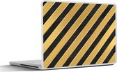 Laptop sticker - 15.6 inch - Patronen - Strepen - Goud - Zwart - 36x27,5cm - Laptopstickers - Laptop skin - Cover