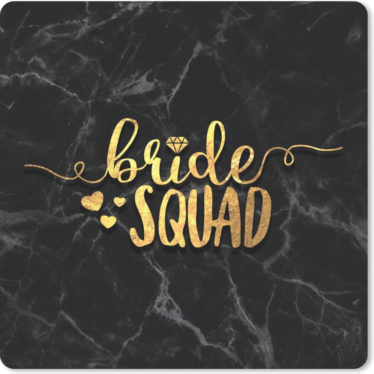 Muismat 20x20 cm - Mousepad Bride To Be - Goud - Marmer print - Muismatten
