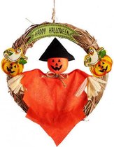 Carnival Toys Krans Happy Halloween 20 Cm Riet Bruin/oranje