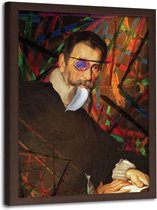 Foto in frame , Abstract portret van een componist, 70x100cm , Multikleur , wanddecoratie , Premium print
