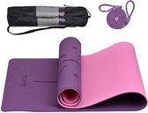 Yoga Mat Anti Slip - Zinaps Yoga Mat Antislip Pilates Mat met uitlijnlijnen, Fitness Mat TPE Gymnastiek Mat met draagriem en opbergtas, 183 cm x 61 cm x 6 mm (WK 02130)