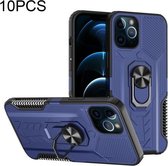 10 PCS Shield Armor PC + TPU-beschermhoes met 360 graden rotatieringhouder voor iPhone 12 mini (blauw)