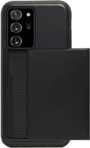 ADEL Kunststof Back Cover Hardcase Hoesje Geschikt voor Samsung Galaxy Note 20 - Pasjeshouder Zwart