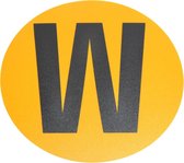 Magazijn vloersticker   -  Ø 19 cm   -  geel / zwart   -  Letter W