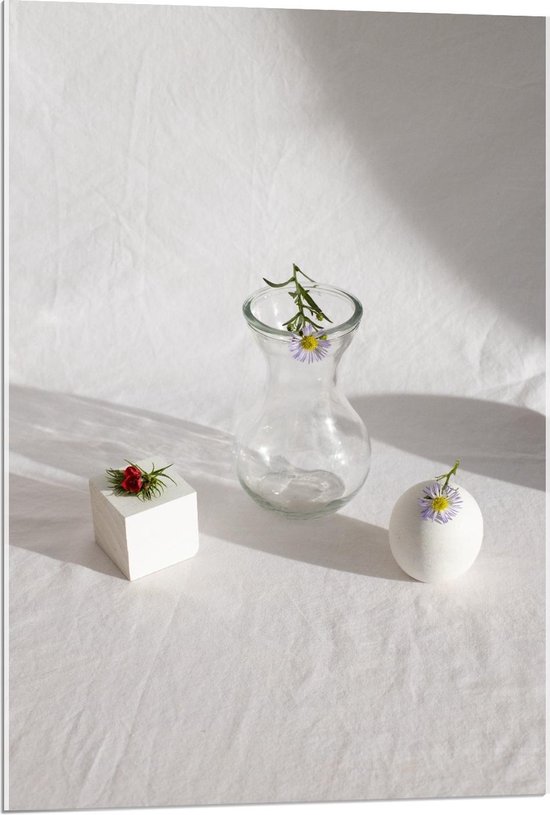 Acrylglas - Liggende Bloemetjes op Voorwerpen - 60x90cm Foto op Acrylglas (Wanddecoratie op Acrylglas)