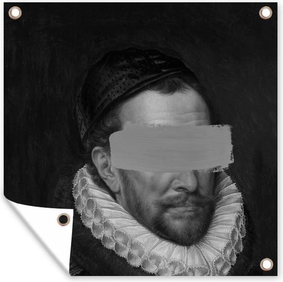 Tuin poster Portret van Willem I - Adriaen Thomasz - Zwart - Wit - 200x200 cm - Tuindoek - Buitenposter