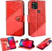 Voor Motorola Moto G Stylus 5G Contrast Kleur Splicing Retro Textuur Horizontale Flip PU Lederen Case met Kaartsleuven & Houder & Portemonnee (Rood)