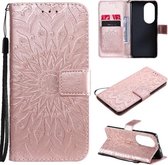 Voor Huawei P50 Pro Zon Embossing Patroon Horizontale Flip Lederen Case met Kaartsleuf & Houder & Portemonnee & Lanyard (Rose Goud)