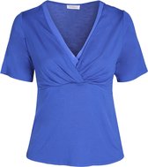 Promiss - Female - T-shirt in tricot met gedrapeerde hals  - Blauw