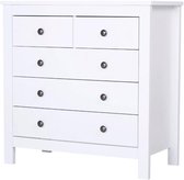 Nancy's Ilchester Ladekast - Dressoir - 5 Lades - Opbergkast - Bewerkt Hout - MDF - Wit - 79 x 39.5 x 80.5 cm