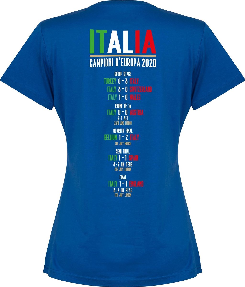 Italië Champions of Europe 2021 Road To Victory T-Shirt - Blauw - Dames - L  - 12 | bol