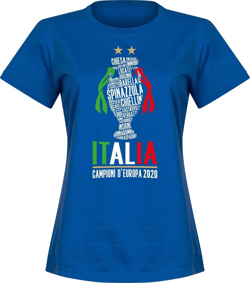 Italië Champions Of Europe 2021 T-Shirt - Blauw - Dames - M - 10