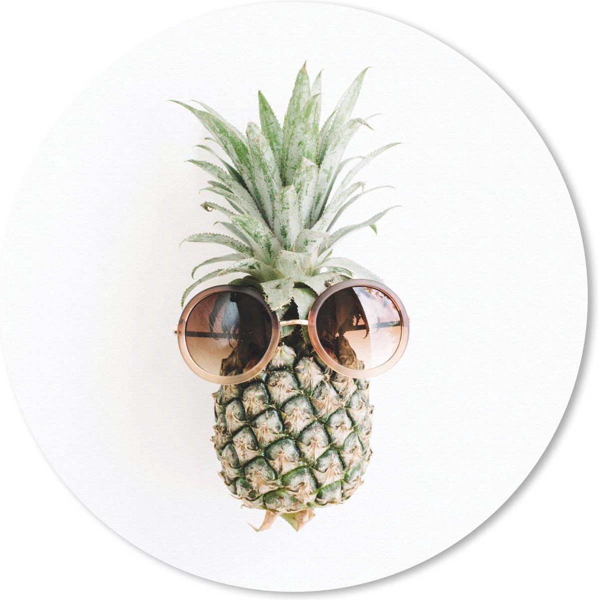 Muismat rond 20x20 cm - Mousepad Zonnebril - Ananas - Tropisch - Ronde muismatten