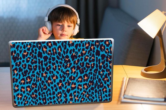Autocollant pour ordinateur portable - 17,3 pouces - Imprimé léopard - Design - Blauw - 40x30cm - Autocollants pour ordinateur portable - Peau pour ordinateur portable - Couverture