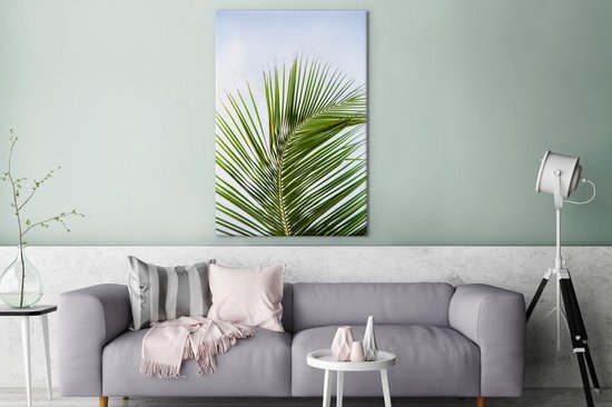 Tableau Toile Feuilles de Palmier - Ciel - Tropical - 80x120 cm - Décoration murale