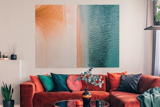 Toile Peinture Plage - Sable - Couleurs - 160x120 cm - Décoration murale XXL