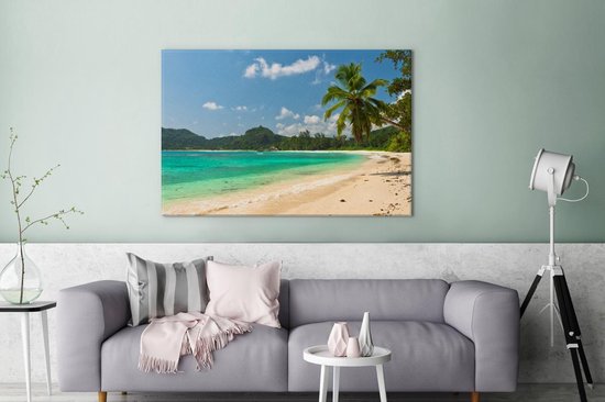 Toile Peinture Tropical - Water - Blauw - 140x90 cm - Décoration murale