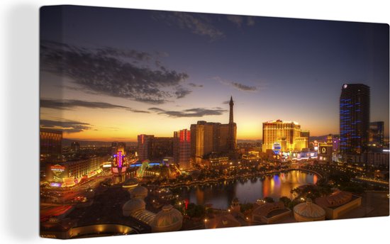 Canvas schilderij 160x80 cm - Wanddecoratie Las Vegas - Avond - Zonsondergang - Muurdecoratie woonkamer - Slaapkamer decoratie - Kamer accessoires - Schilderijen